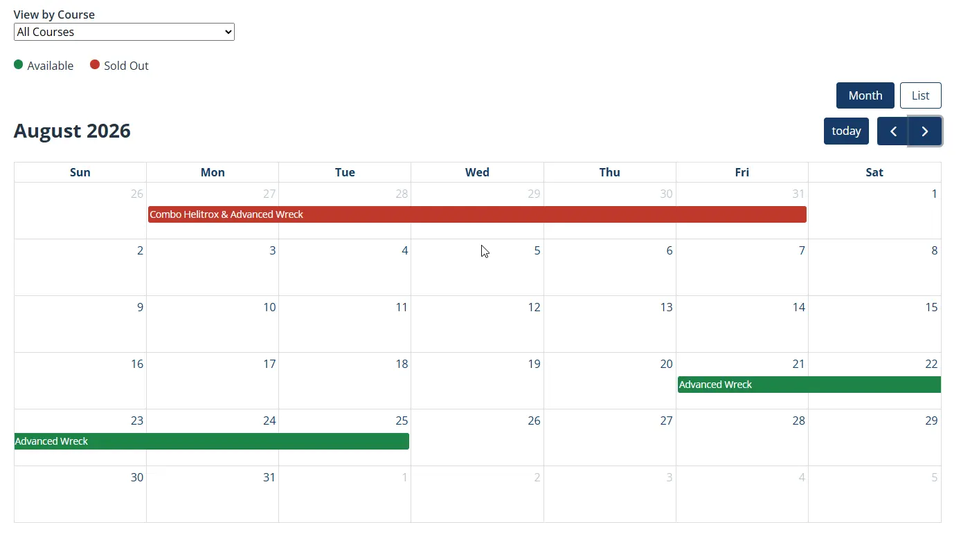Course Calendar